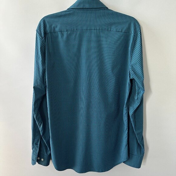 Bonobos Blue Check Slim Fit Medium Long Men's Shirt - Picture 7 of 11